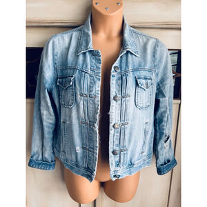 VGUC J.Crew Denim Trucker Distressed Jacket | Sz Large